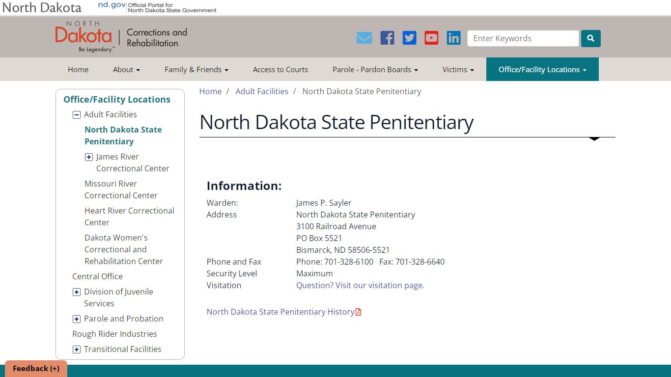 North Dakota State Penitentiary | North Dakota Department ...