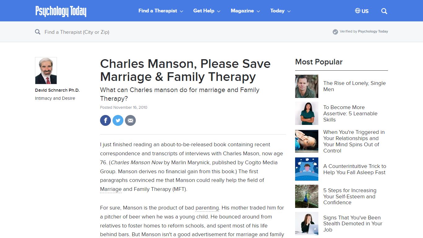 Charles Manson, Please Save Marriage & Family Therapy ...